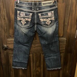 Rock Revival Blue Distressed Ankle Jeans